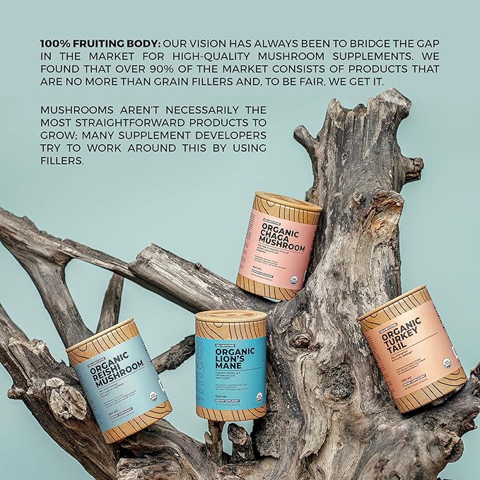 Lions Mane Mushroom Organic Supplement (Hericium Extract) 60 Veggie Caps - Immune Support Supplement; Improve Cognitive Function + Promote Vitality, Protect Nerve Cells