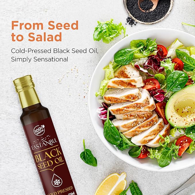 Eastanbul Cold Pressed Black Seed Oil, 8.45 Fl Oz, Premium Black Seed Oil Liquid, 100% Turkish Pure Blackseed, AKA Aceite De Semilla Negra, Kalonji, Nigella, Natural, Vegan