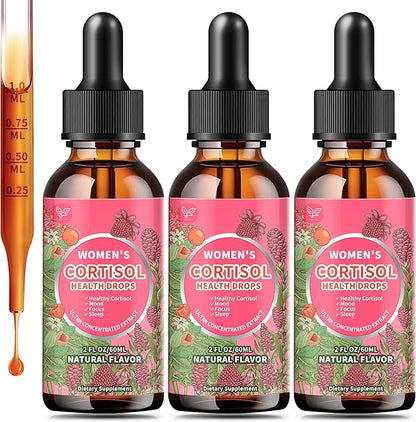 Cortisol Supplements for Women Liquid Drops,Cortisol Manager with Ashwagandha,L-theanine,Phosphatidylserine,Rhodiola Rosea for Mood Support,Adrenal Balance,Sleep,Vegan,Natural Flavor,6 Fl Oz