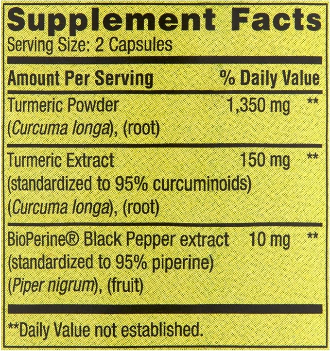 Spring Valley Turmeric Curcumin 1500mg- with Black Pepper Capsules, 90ct (Pack of 1), Boxed by Fusion Shop Store