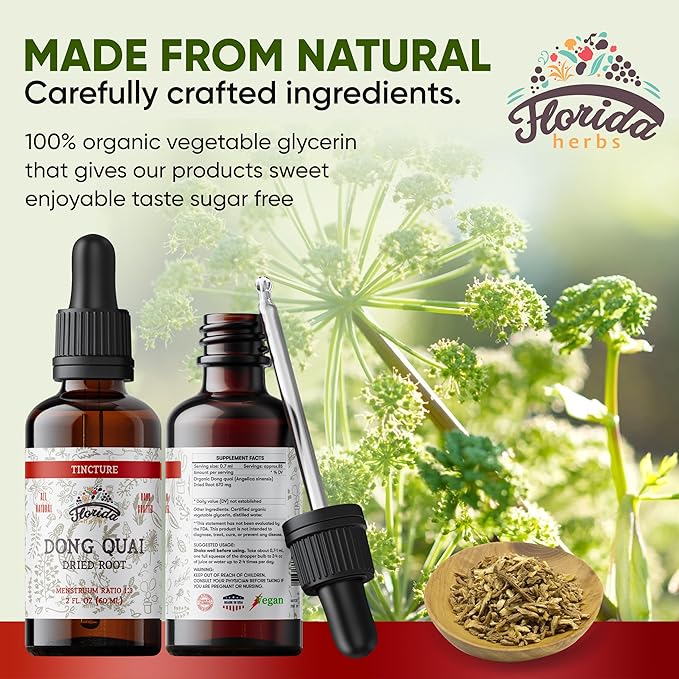 Dong Quai Tincture, Organic Dong Quai Extract, Dong Quai Drops (Angelica sinensis) Dried Root