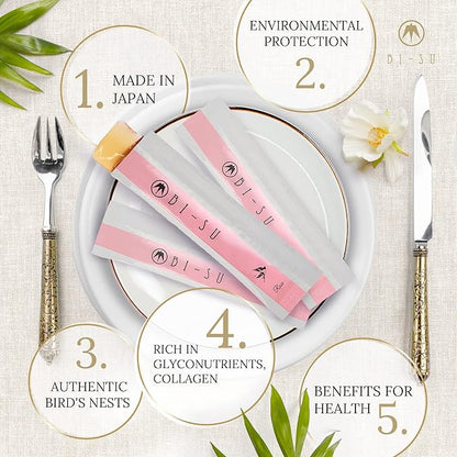 Extract Jelly Stick | Natural Swiftlet Nests Extract, Collagen, Vitamin C, Japanese Skincare, Anti-Aging, Maintains Skin's Elasticity, Boosts Immune System, GI Health, Rose Flavor, 7 PCS