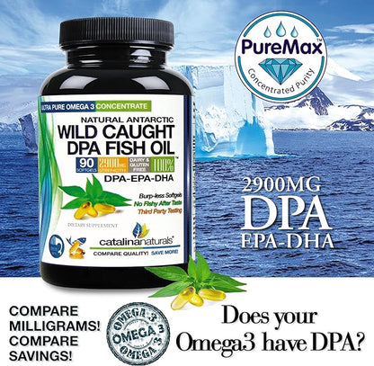 Wild Caught Omega-3 DPA Fish Oil - 2900 mg with DPA, EPA & DHA - 90 SoftGels – Triple Strength Burp-Free (2)