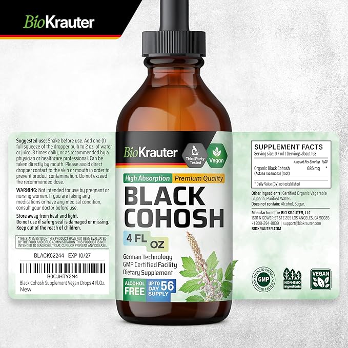 BIO KRAUTER Black Cohosh Tincture 4 Fl. Oz. & Vitex Tincture 4 Fl. Oz.