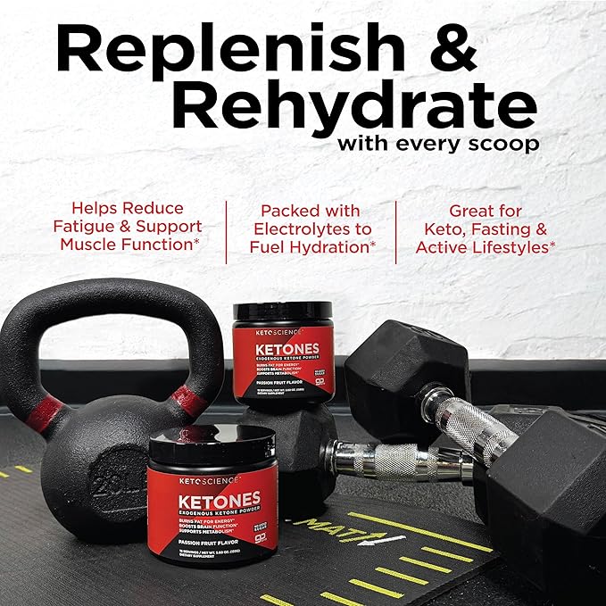 KETO SCIENCE Ketones Powder, Exogenous Ketone Powder, with goBHB, Keto Electrolytes Powder, Supports Metabolism, Focus and Workout Support, Passion Fruit Flavor, 15 Servings