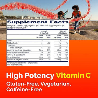 Emergen-C Kidz Crystals, On-the-Go Emergen-C Immune Support Supplement with Vitamin C, B Vitamins, Zinc and Manganese, Sparkly Strawberry - 56 Stick Packs