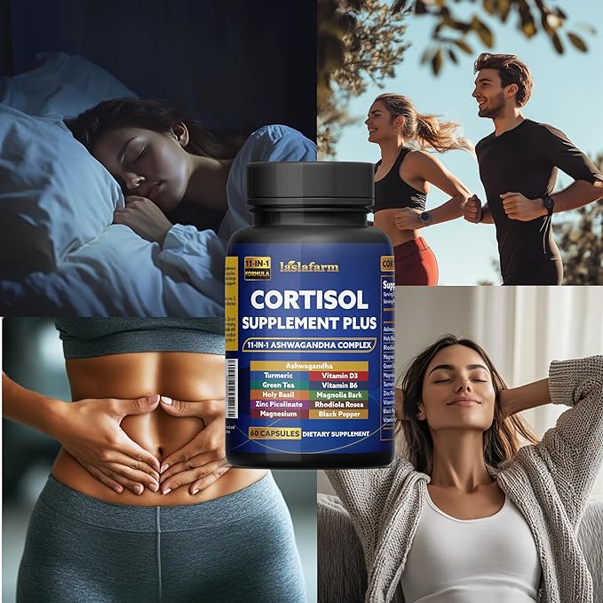 11in1 Cortisol Plus Supplement, 11in1 Ashwagandha and Natural Herbal Complex Vitamin Blend for Daily Mood, Focus and Sleep, Suitable for Women and Men 60 Capsules
