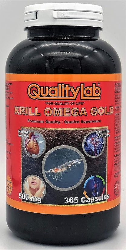 Krill Oil Omega Gold 500 mg 365 Capsules (Made in Canada)