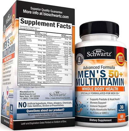 Daily Multivitamin for Women 50 & Over + Daily Multivitamin for Men 50 & Over - Supports Healthy Immune Response & Healthy Heart Function - Designed for Whole Body Health