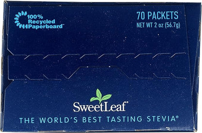 SweetLeaf Organic Stevia Powder Packets - Zero Calorie Sweetener with Stevia Leaf Extract, No Artificial Sweetener Additive, Sugar Free, Keto Friendly, Non GMO, Gluten Free - 70 Packets (Pack of 1)
