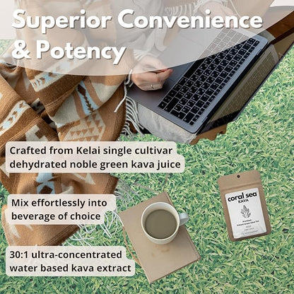 Instant Kava Tea Powder Kelai - Volcano Island’s Secret - 12+ Servings - Noble Kava Juice from Epi Island Vanuatu - Stress Release & Mood Support - Non-Habit Forming - Easy Mix 30:1 Concentrate