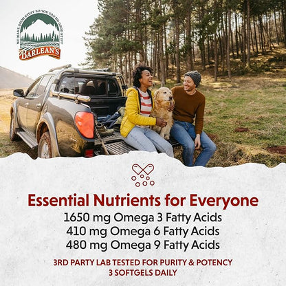 Barlean's Flaxseed Oil Softgels, Cold-Pressed Flax Seed Supplement with 1,650 mg ALA Omega-3 Fatty Acids, 1000mg, 250 ct