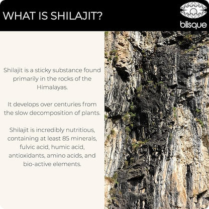 Blisque – Pure Himalayan Organic Shilajit Resin Supplement | Authentic and Natural | Golden Grade A | Contains Fulvic Acid and Trace Minerals | 30 Grams