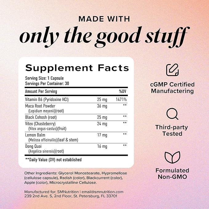 PMS Support Supplement for Women with PMS Relief | Hormonal Acne, Hormone Balance & Period Relief | Chasteberry Supplements | Microbeadlets with Dong Quai, Cranberry & Vitamin B6 | Non-GMO 30ct
