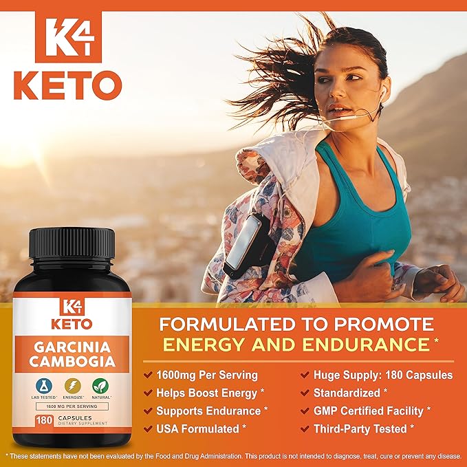 Garcinia Cambogia 1600 mg (180 Capsules) - Pure Natural Extract Supplement Pills - Standardized Garcinia Cambogia Alternative to Drops, Gummies, Liquid, Tea & Powder