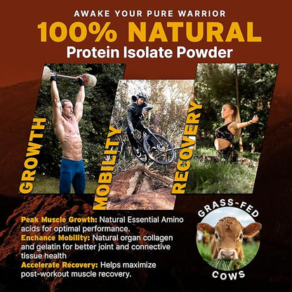Paleo Pro Beef Protein Powder - Grass Fed Protein Powder Isolate - Pure Animal Based Pastured & Cage-Free | Dairy & Gluten Free, Natural and Clean Proteins for Paleo & Keto - 15 Days Supply (Cacao)
