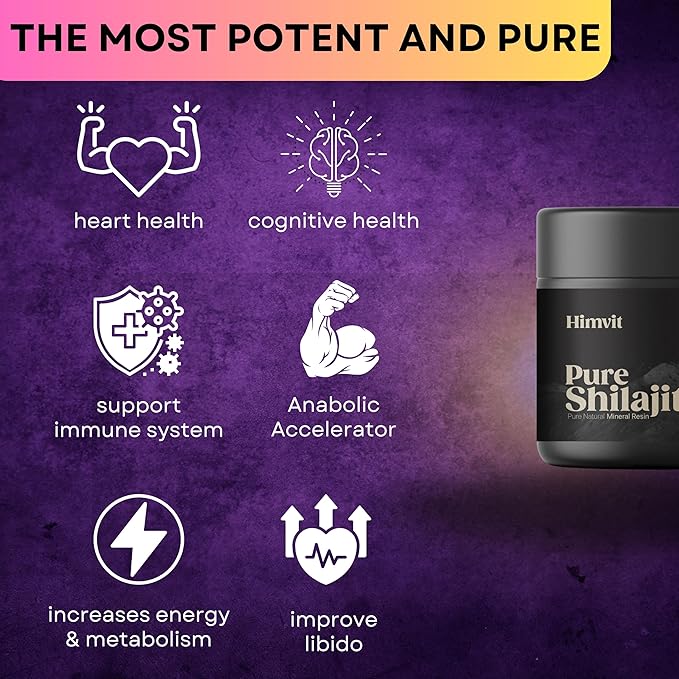 Pure Himalayan Organic Shilajit Resin with Lab Report Super high Potency for Men & Women Fulvic Acid & Trace Minerals Humic Acid Supplement Resin| Supports Energy, Metabolism & Immunity| 50 Grams
