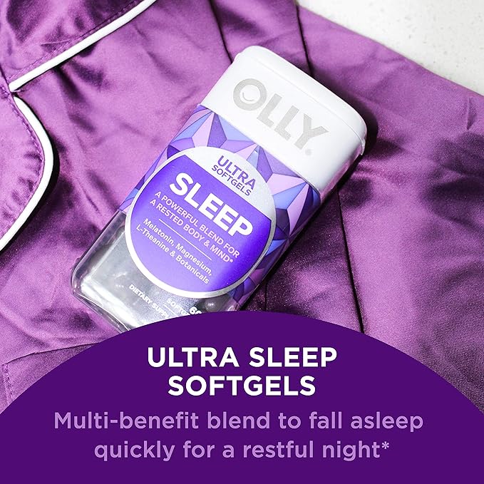 OLLY Ultra Strength Sleep Softgels, 10mg Melatonin, L-Theanine, Chamomile, Magnesium, Lemon Balm, Supports Deep Restful Sleep, Nighttime Sleep Aid, Non Habit-Forming, 60 Count (Pack of 2)