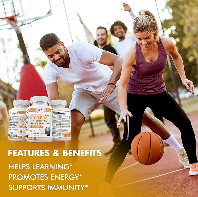 Keto Brain Booster - Brain Supplement - Focus, Concentration, Memory Neuro Supplement for Women & Men - Supports Learning, Energy, Immunity - All Natural, Non GMO, Made in USA - 60 Capsules