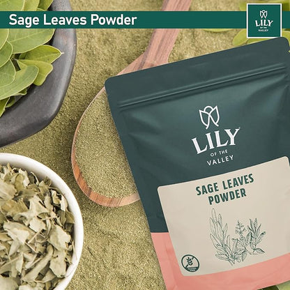 Lily of the Valley Sage Leaf Powder - Ground Dried Sage leaves - Seasoning Herb Spice - No Fillers & No Additives - Great for Cooking - Vegan & Gluten-Free - Packed in Resealable Pouch (16oz, 453g)