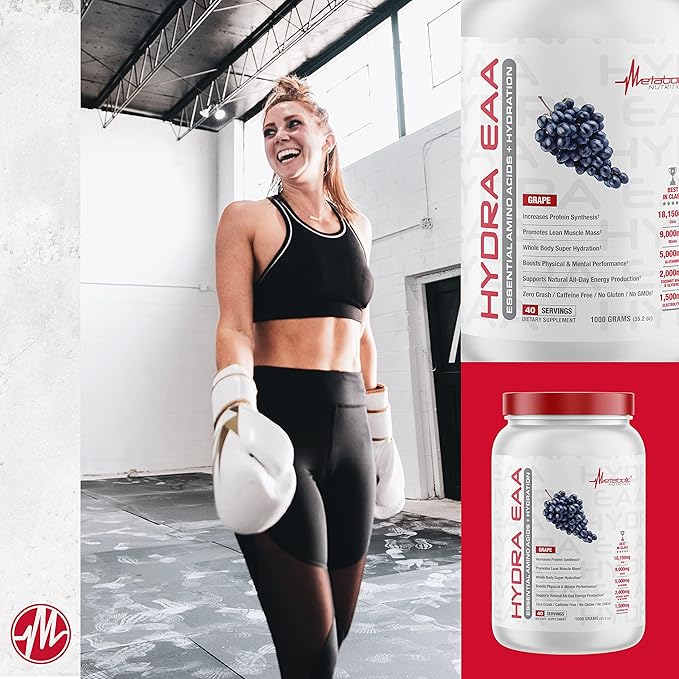 Metabolic Nutrition Hydra EAA, 1000g of Essential Amino Acids + Hydration, EAAs, BCAAs, Glutamine, Electorlytes, Coconut Water & Glycerol, Amazing Flavors (Watermelon, 1000g)