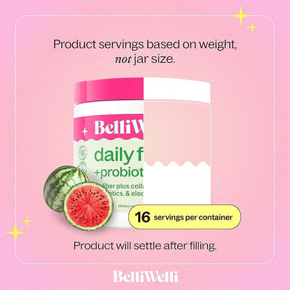 Fiber Supplement for Women & Men – Premium Daily Fiber Powder from Organic Acacia with Added Collagen, Electrolytes & Probiotics – No Bloat, Constipation & Gut Health Support (Watermelon)