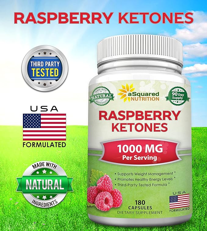 aSquared Nutrition Natural Raspberry Ketones 1000mg-180 Capsules-Weight Loss Supplement, Max Strength Plus Appetite Suppressant Diet Pills, Premium Lean Health Powder to Boost Pure Energy & Metabolism
