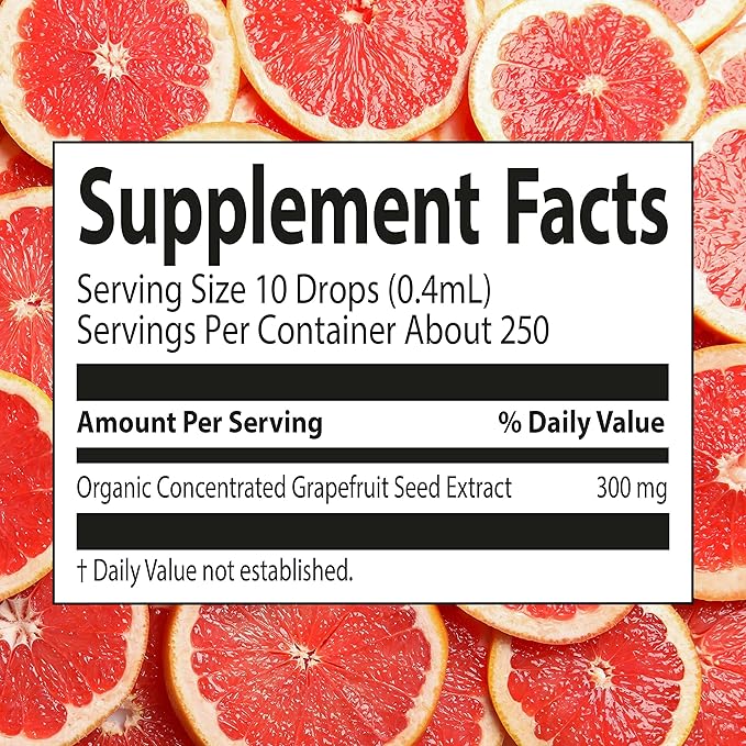 naturity Organic Grapefruit Seed Extract Supplement -300mg Grapefruit Seed Extract/Serving, 82 Day Supply - Pure GSE Liquid Concentrate, 3.4 fl oz (100ml)