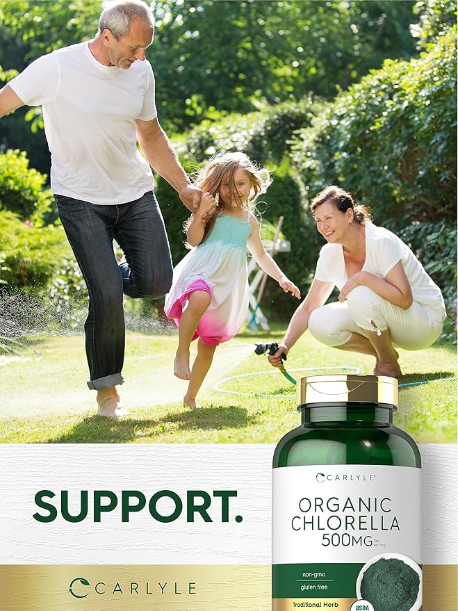 Carlyle Chlorella Tablets Organic 500 mg | 1000 Count | Vegetarian, Non-GMO, and Gluten Free Supplement