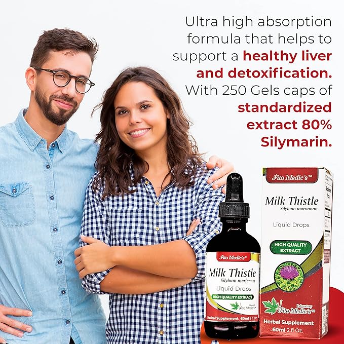 FITO MEDIC'S Lab - Milk Thistle Liquid, Liver Support - Pure - Milk Thistle Extract - Cardo Mariano – from - Milk Thistle Seed, Ultra high Absorption, Alcohol Free.