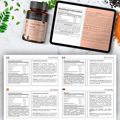 pureclinica Fermented CoQ10 300mg x 90 Tablets. Non GMO, USP Grade. with Added Vitamin C and Black Pepper Extract for Absorption.