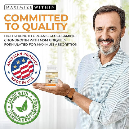 Glucosamine Chondroitin with Turmeric & MSM for Healthy Joints, 60 Veggie Capsules
