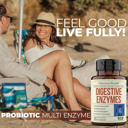 Digestive Enzymes - Probiotic Multi Enzyme (Enzimas Digestivas) - Digestive Supplements with Unique Makzyme-Pro Formula - Advanced Enzymes for Digestion, Bowel Movements & Nutrient Absorption. 60 Caps