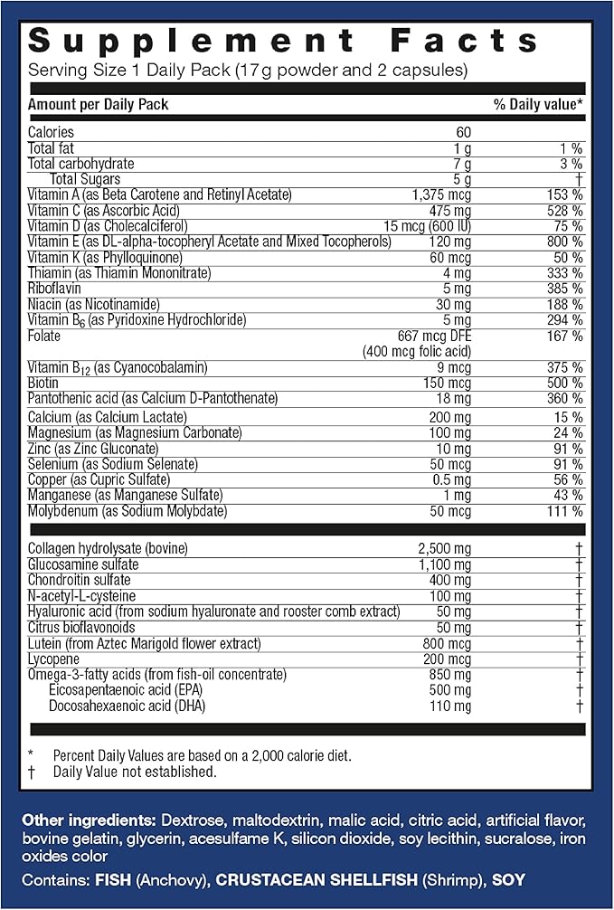 Orthomol Arthroplus, 30-Day Supply, Advanced Bone & Joint Health Supplement with Collagen, Glucosamine & Chondroitin, Advanced Version of Orthomol Osteo