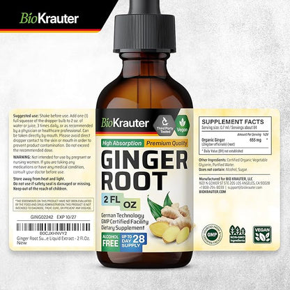 BIO KRAUTER Ginger Root Tincture 2 Fl. Oz. & Chamomile Tincture 2 Fl. Oz.