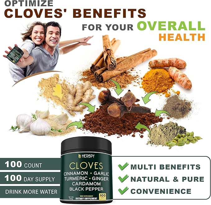 Bundle 7in1 Cloves Supplement & 5in1 Ginger Supplement - Support Immune, Digestion and Heart Health