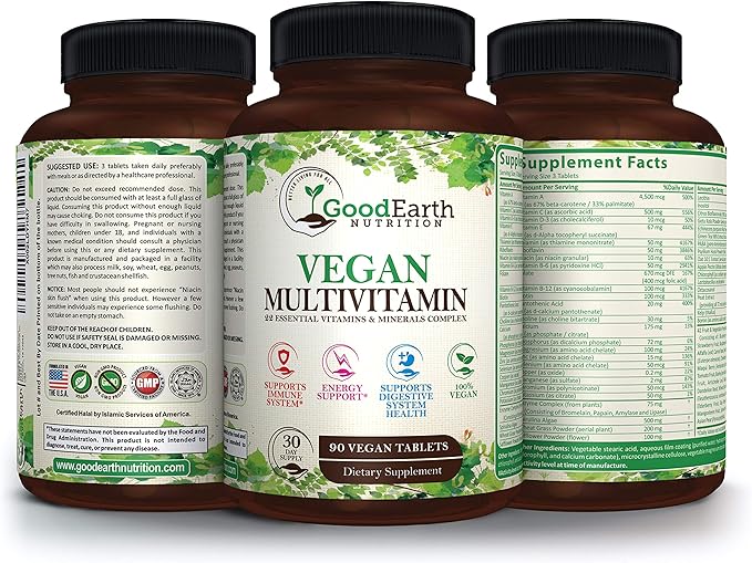 Vegan Multivitamins for Men & Women - Vitamins A , B Complex , C , D3 , Zinc , Magnesium , Spirulina , Antioxidants - Daily Multivitamin Mineral Supplement with Proprietary Fruit & Vegetable Blend