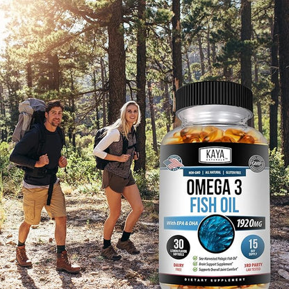 Kaya Naturals Omega 3 Supplement - Nature Made Omega 3 Fish Oil - 100% Pure Sea-Harvested Pelagic Fish Oil with No Fishy Aftertaste - 30 Count Softgels