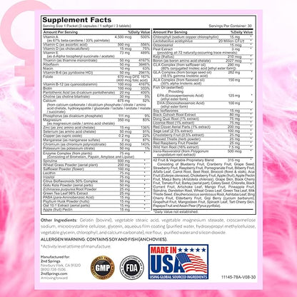 Daily 7 Essentials Women's Vitamin Pack -7 Pack Complete Women's Multivitamin Packet with Energy, Metabolism, Immune System, Women's Health Support with Probiotics, More