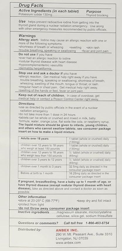 130 mg Potassium Iodide Tablets, 5 Count