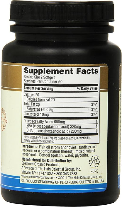 Spectrum Essentials Softgels, Fish Oil Omega-3, 1000 mg, 100 Count