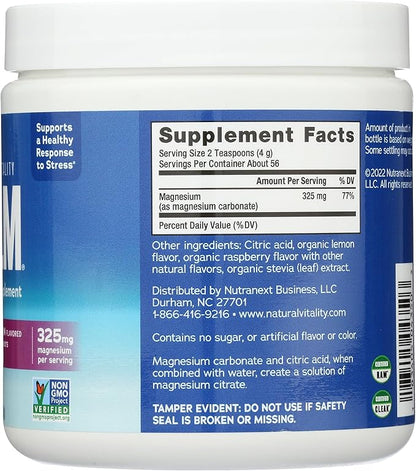 NATURAL VITALITY Raspberry Lemon Calm Magnesium Drink Mix, 8 OZ
