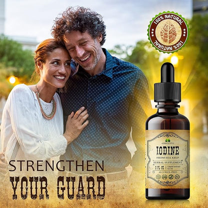 Iodine Drops – Natural Iodine Liquid from Sea Kelp – Thyroid Supplement for Energy, Digestion & Immune Support – Organic Non-GMO Formula – 2 fl oz