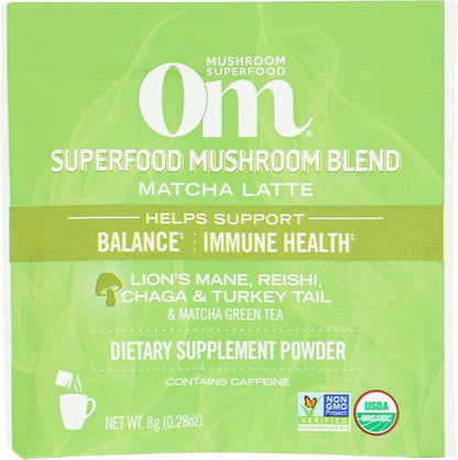 Om Mushroom Superfood Organic Mushroom Matcha Latte Blend, 0.28 OZ