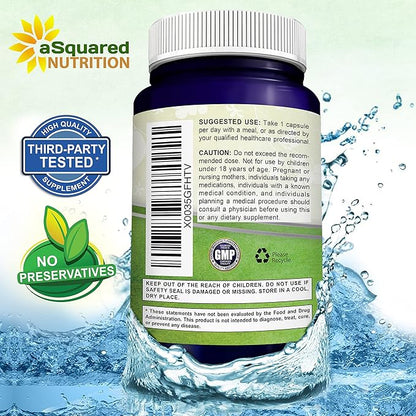 aSquared Nutrition Apigenin 50mg & L-Theanine 200mg - 120 Capsules - Apigenin Supplement Pills for Sleep and Relaxation - Natural Bioflavonoid Extract Found in Chamomile Tea