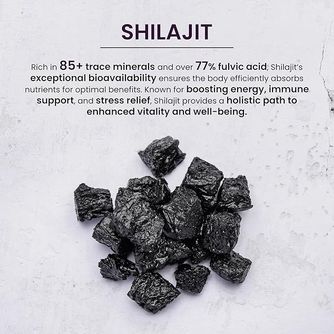 Pure Himalayan Organic Shilajit Resin | 85+ Trace Minerals - 77%+ Fulvic Acid | Energy, Vitality Supplement | Sustainably Sourced | No Fillers, Low-Heat Water Extraction | 30gm - 60Svgs