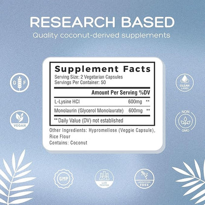 L-Lysine + Monolaurin 600mg 1:1 Ratio (2)
