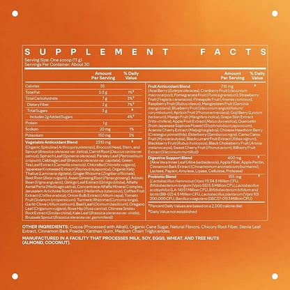 LTH Life Greens - Premium Superfood Powder with Probiotics, Enzymes, Phytonutrients & Fiber from Over 40 Fruits & Vegetables - Supports Antioxidants & Immune Health - Double Chocolate, 11.75 oz