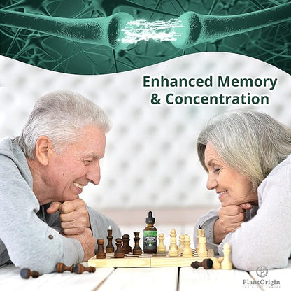 Premium Brain Nootropic Drops |Memory Focus & Concentration | Ashwagandha Ginseng & Ginkgo Biloba | USDA Organic Vegan & Non GMO | Gluten Free 30 Servings 2 OZ