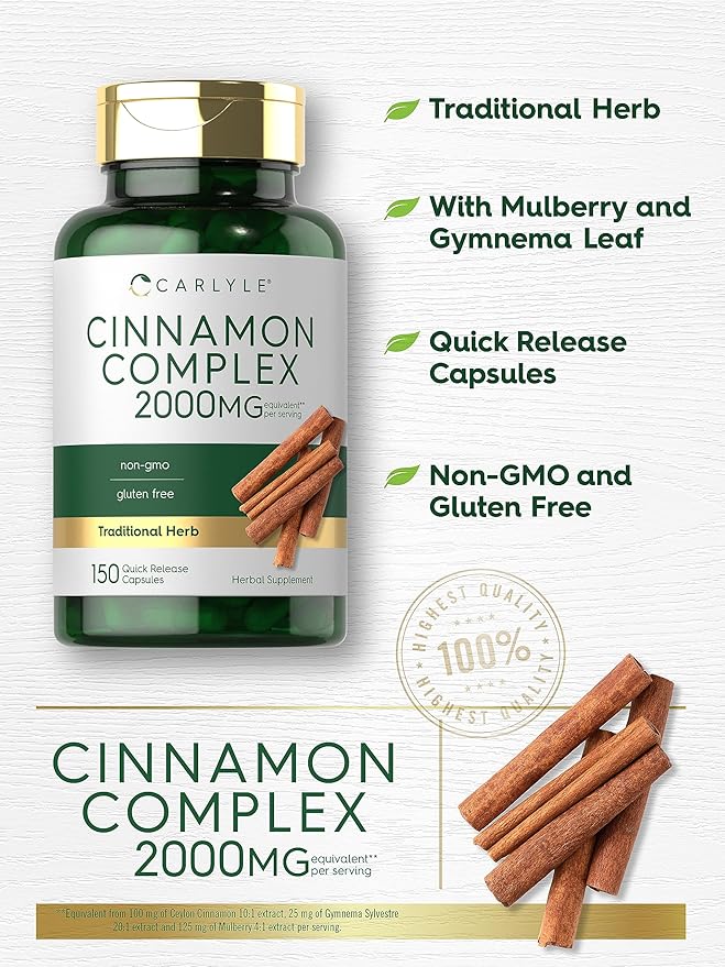Carlyle Ceylon Cinnamon Complex with Gymnema and Mulberry | 150 Capsules | Non-GMO, Gluten Free Supplement